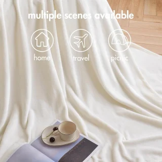 Flanellen Fleece Deken Beige 130x150cm