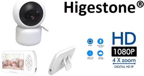 Higestone Babyfoon Met Scherm Full HD 1080P Wit