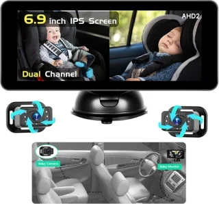 Hikity baby monitor auto 6,9 inch hd 2 camera's