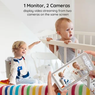 ieGeek 2K Split-Screen Babyfoon met 2 Camera's en 5" Scherm