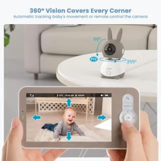 ieGeek 2K Split-Screen Babyfoon met 2 Camera's en 5" Scherm
