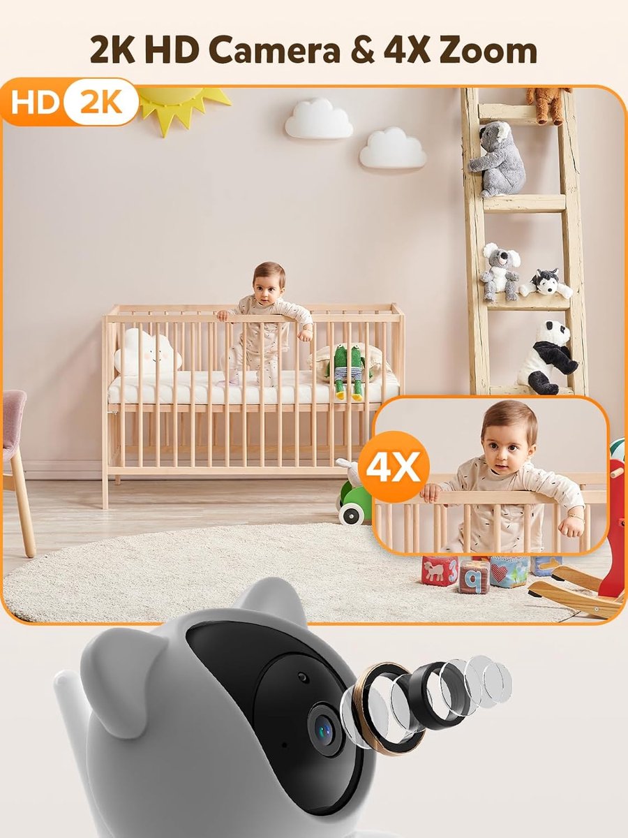 iFamily Smart Video Baby Monitor 2K Wi-Fi Camera 5” LCD Ouderunit