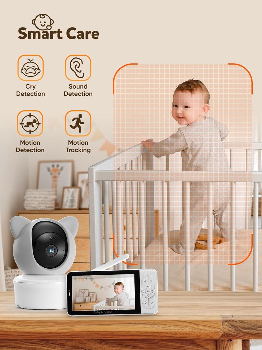 iFamily Smart Video Baby Monitor 2K Wi-Fi Camera 5” LCD Ouderunit