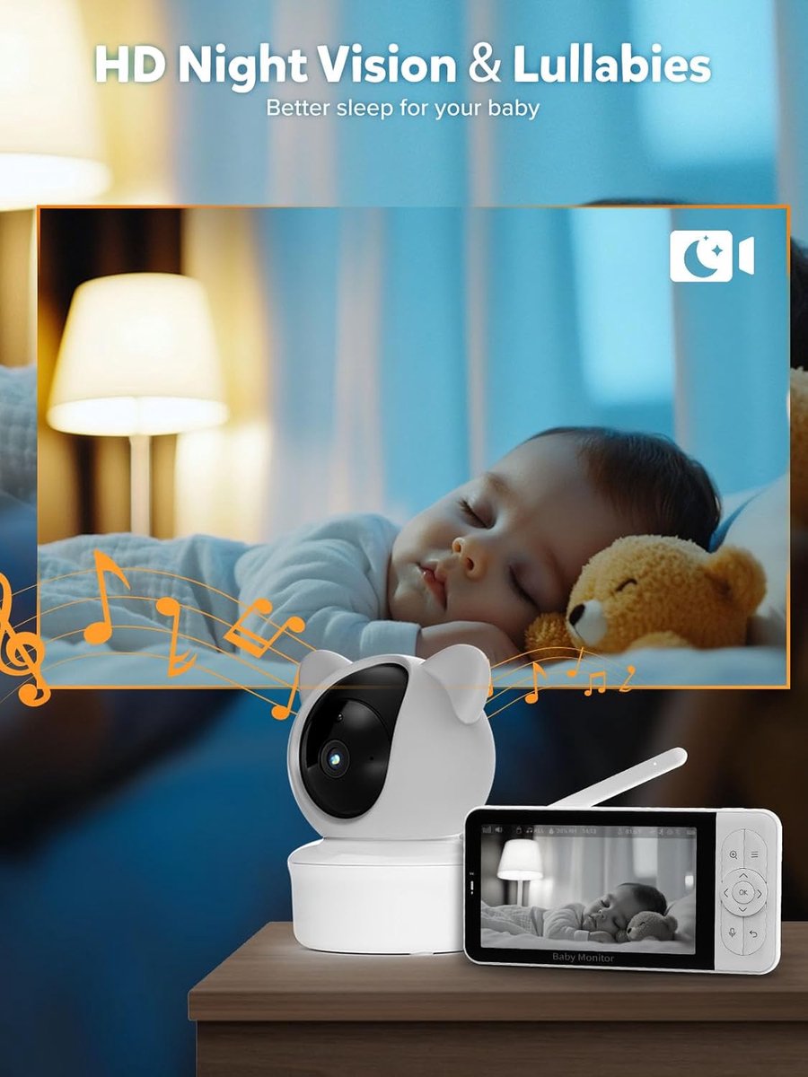 iFamily Smart Video Baby Monitor 2K Wi-Fi Camera 5” LCD Ouderunit