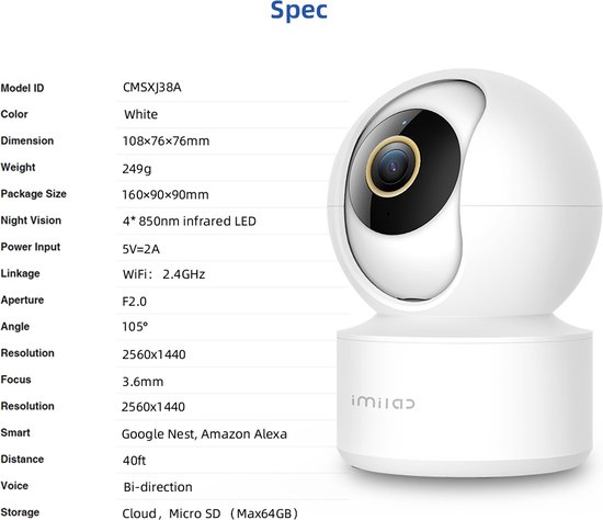 Imilab C21 Babyfoon Camera Wit