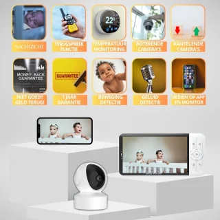 iNeedy Apy Babyfoon met Camera en App 5 Inch