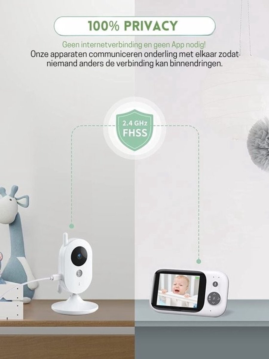 Intelectro Babyfoon 3.2" HD Wit