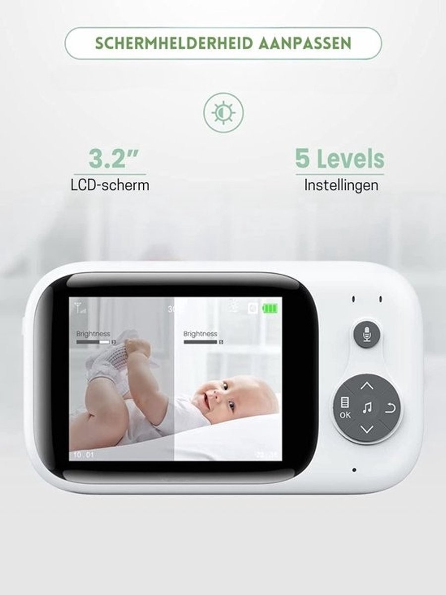 Intelectro Babyfoon 3.2" HD Wit