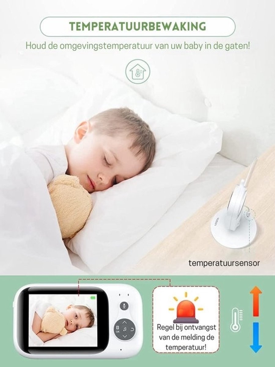 Intelectro Babyfoon 3.2" HD Wit