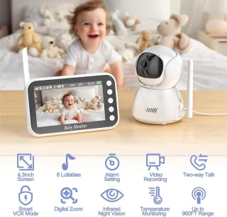 Intelligente Babyfoon met Camera 28 inch LCD-display 1500 mAh