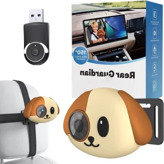 Kinderautostoel monitor babycamera auto puppy