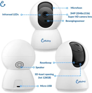 Kolvy Babyfoon met Camera 3MP WiFi