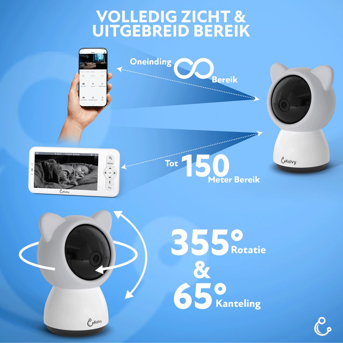 Kolvy Babyfoon Pro Camera Losse Uitbreiding