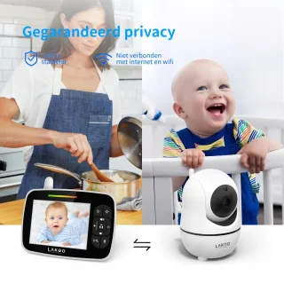 LAKOO HD Babyfoon met Camera en 3.5 Inch Monitor