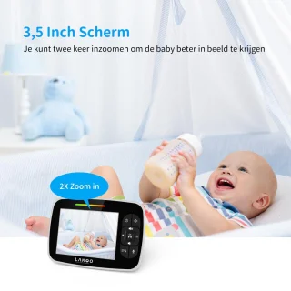 LAKOO HD Babyfoon met Camera en 3.5 Inch Monitor