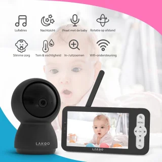 Lakoo Kitty Babyfoon HD Wifi Zwart