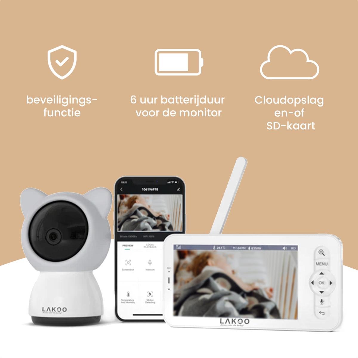 Lakoo Kitty Babyfoon met Camera en 5 inch Monitor