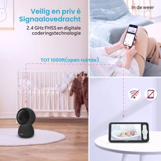 Lakoo Kitty Babyfoon Zwart Met Camera