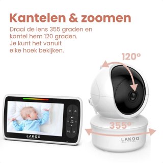 Lakoo PRO 5 Babyfoon met Camera en 5 inch Monitor