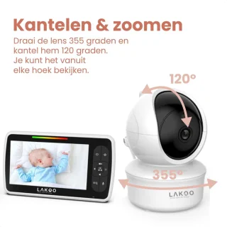 Lakoo PRO 5 Babyfoon met Camera en 5 inch Monitor