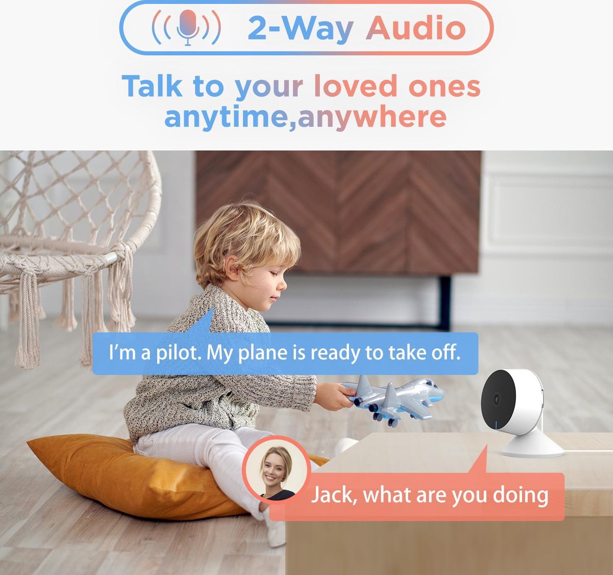 Laxihub 2MP Wifi Babyfoon met Camera en 32GB SD kaart