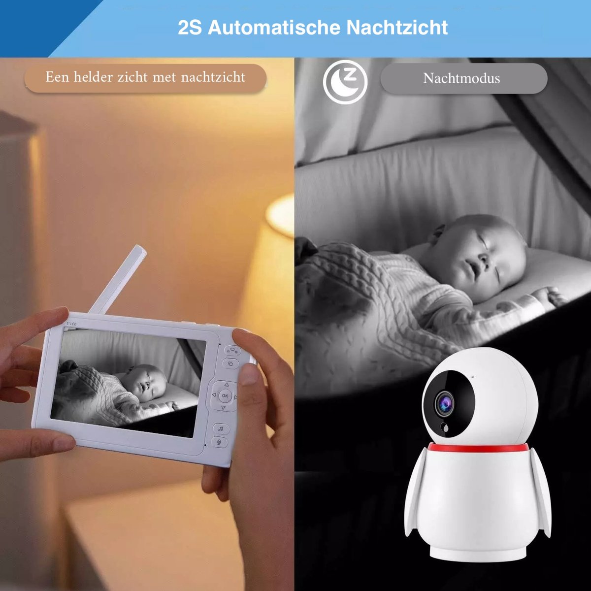 Lopoleis Babyfoon met Camera 5 inch 1080P Scherm