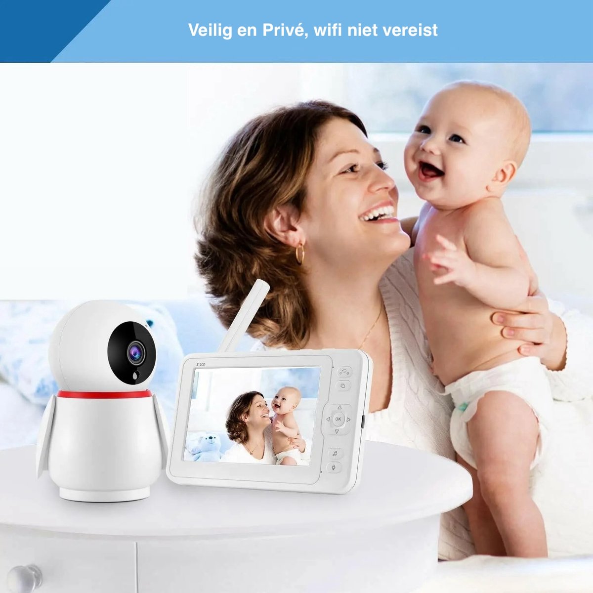 Lopoleis Babyfoon met Camera 5 inch 1080P Scherm
