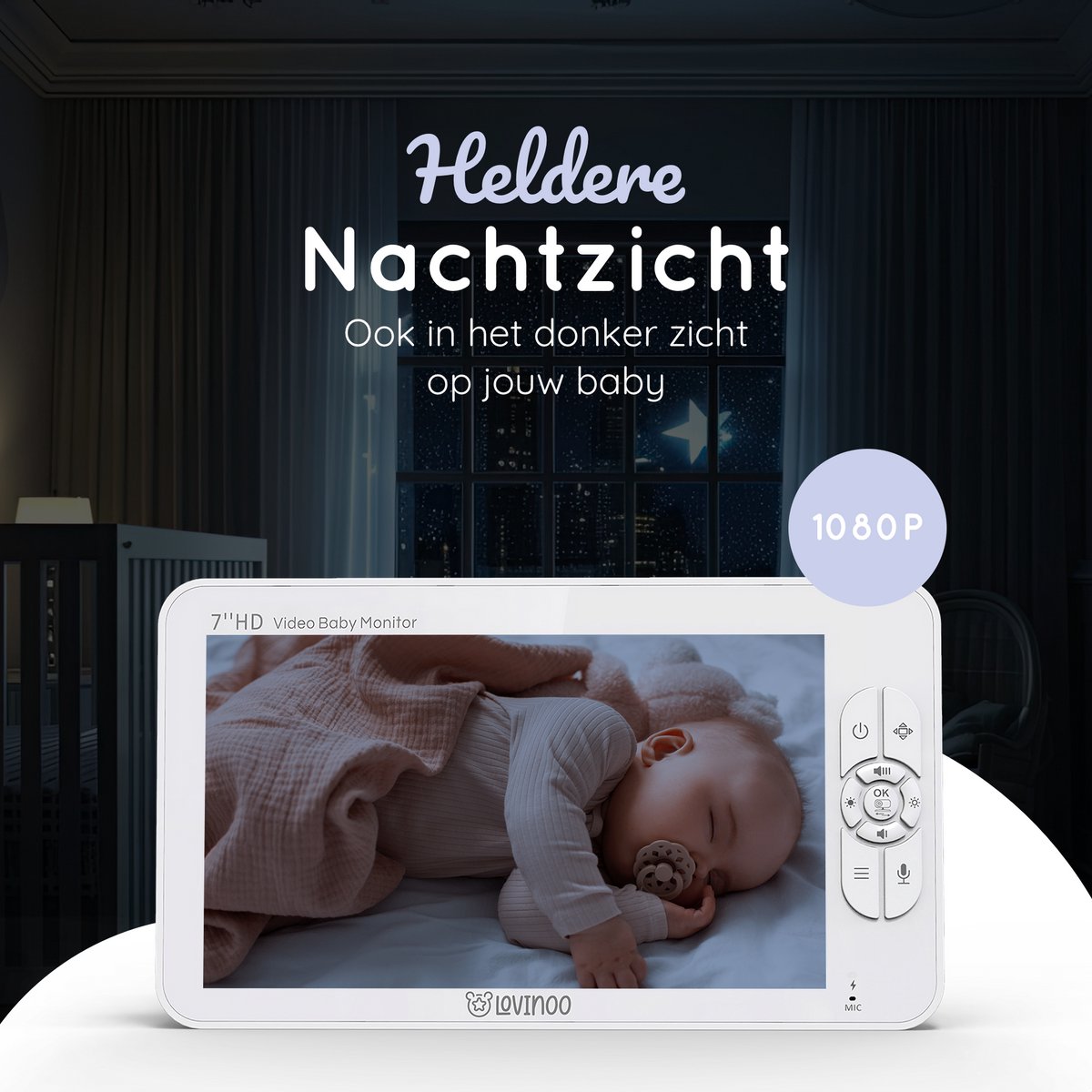 Lovinoo Babyfoon 3 Camera's 7 Inch Scherm Uitbreidbaar Tot 4 Camera's