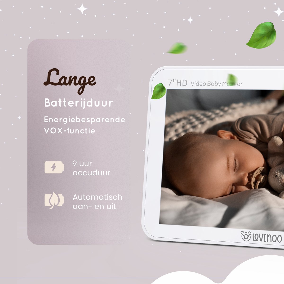 Lovinoo Babyfoon 3 Camera's 7 Inch Scherm Uitbreidbaar Tot 4 Camera's