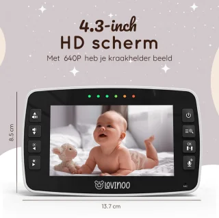 Lovinoo Babyfoon met 3 Camera's en 4.3 Inch Scherm