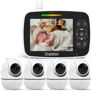 Lovinoo Babyfoon met 4 Camera's en 3.5 Inch Scherm