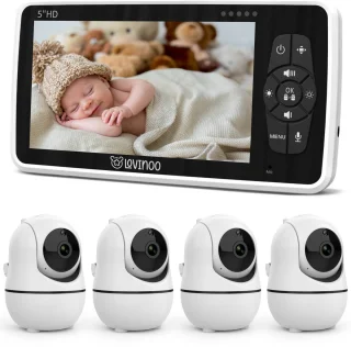Lovinoo Babyfoon met 4 Camera's en 5.0 Inch Scherm
