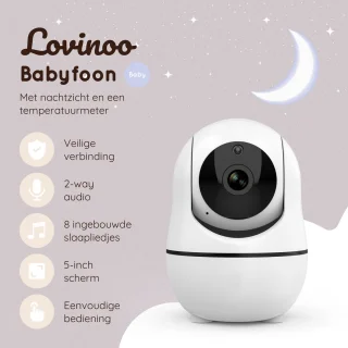 Lovinoo Babyfoon met 4 Camera's en 5.0 Inch Scherm