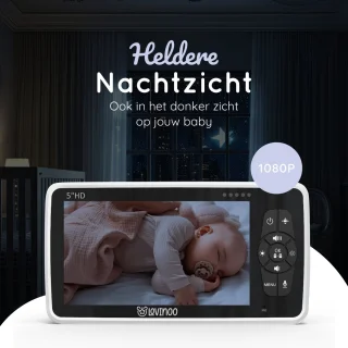 Lovinoo Babyfoon met 4 Camera's en 5.0 Inch Scherm