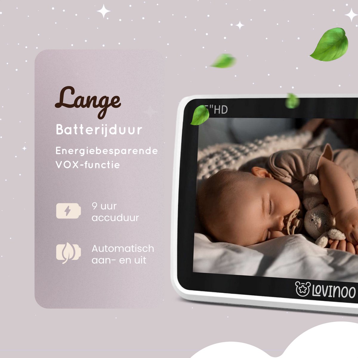 Lovinoo Babyfoon met 4 Camera's en 5.0 Inch Scherm