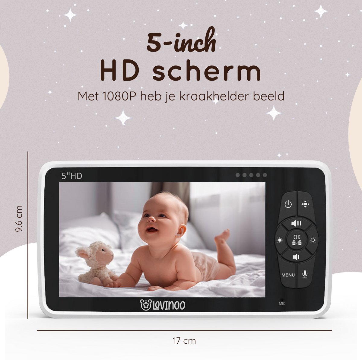 Lovinoo Babyfoon met 4 Camera's en 5.0 Inch Scherm