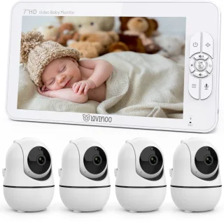 Lovinoo Babyfoon met 4 Camera's en 7.0 Inch Scherm