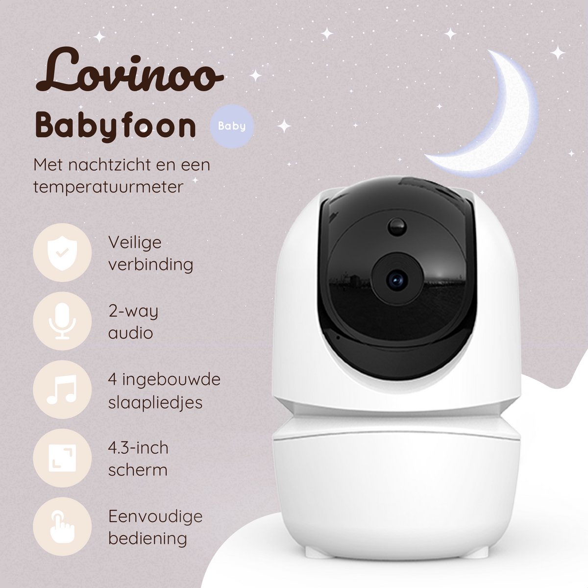 Lovinoo Babyfoon met Camera 4.3 Inch