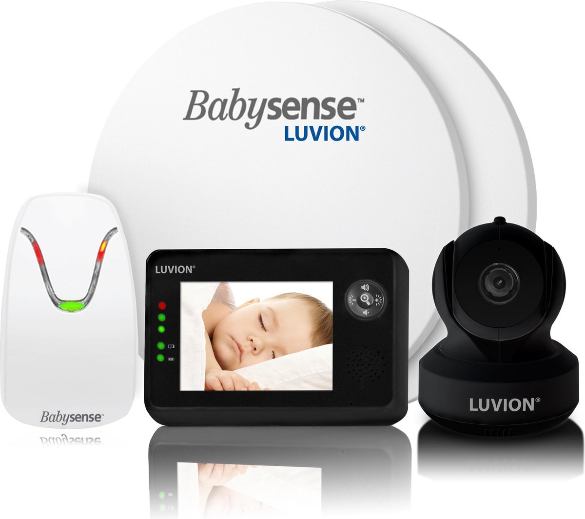 LUVION Essential Black Edition Babyfoon + Babysense 7 Sensormatje