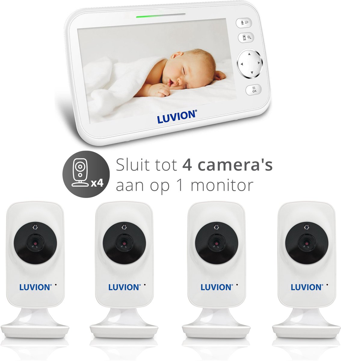 LUVION Icon Deluxe White Babyfoon met Camera