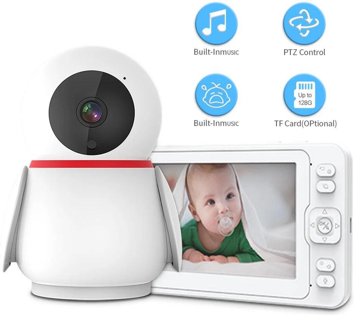 Marviotek Babyfoon met Camera HD 1080P Wit