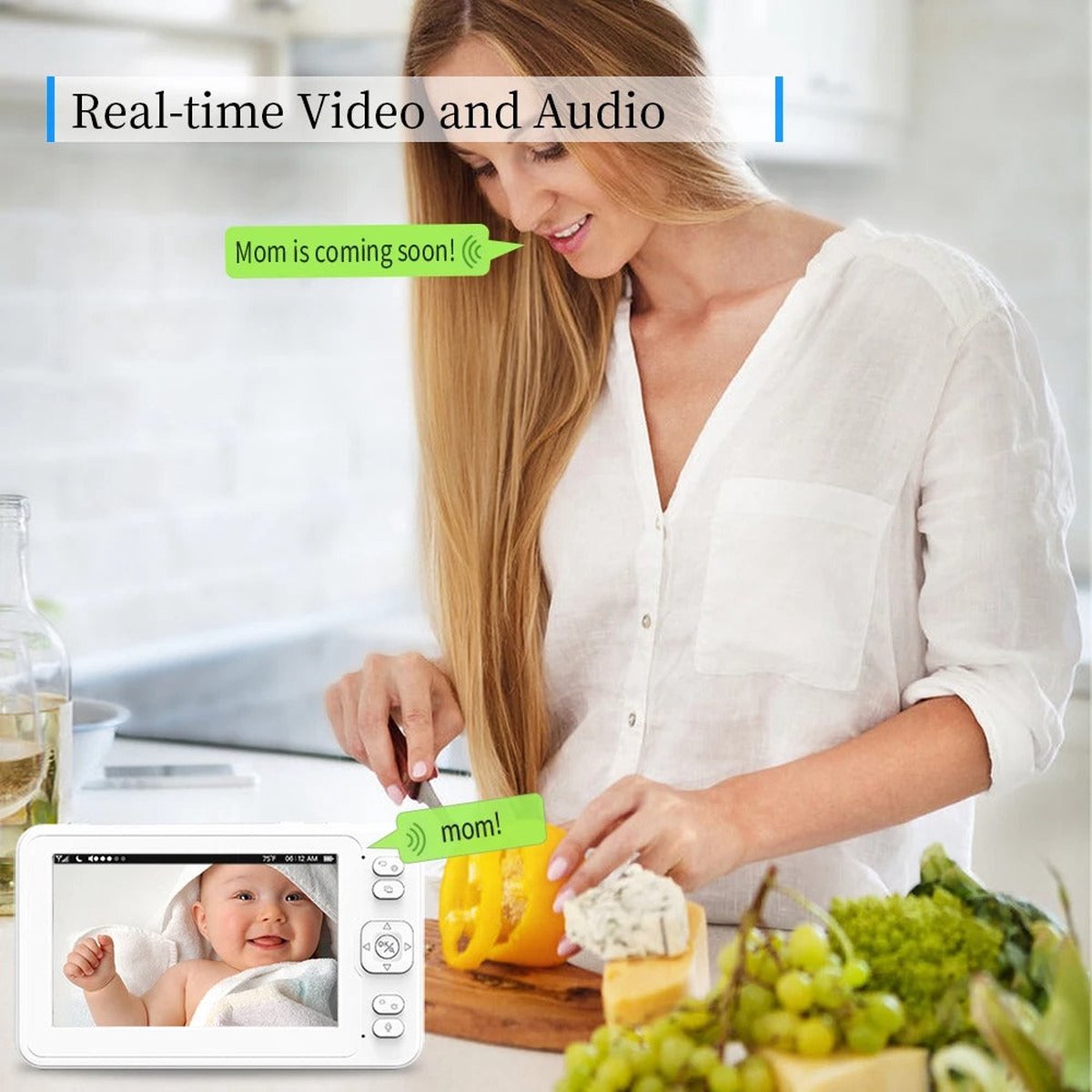 Marviotek Babyfoon met Camera HD 1080P Wit
