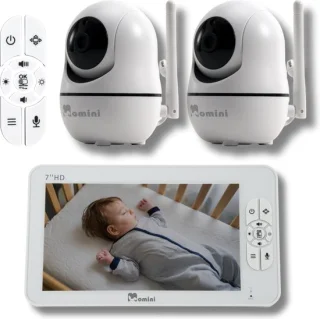 Momini DreamWatcher Draadloze Babyfoon 2 Camera's 7" LCD Wit