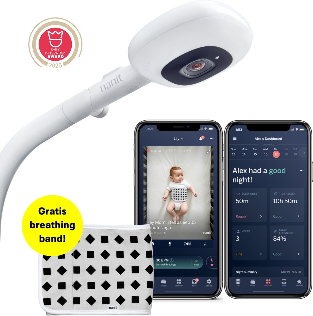Nanit Pro Camera Babyfoon met Vloerstandaard