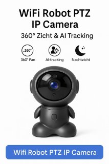 Narvie Robot Camera 1080P HD Zwart inclusief 32GB Micro SD