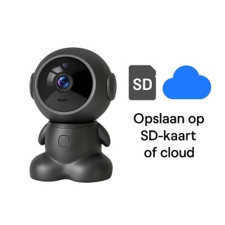 Narvie Robot Camera 1080P HD Zwart inclusief 32GB Micro SD