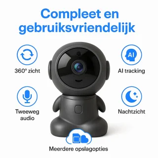 Narvie Robot Camera 1080P HD Zwart inclusief 32GB Micro SD