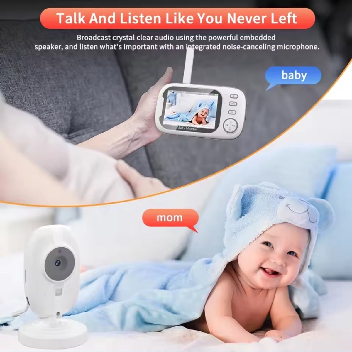 Nieuwe Draadloze Babyfoon met Camera 3,5 Inch Display