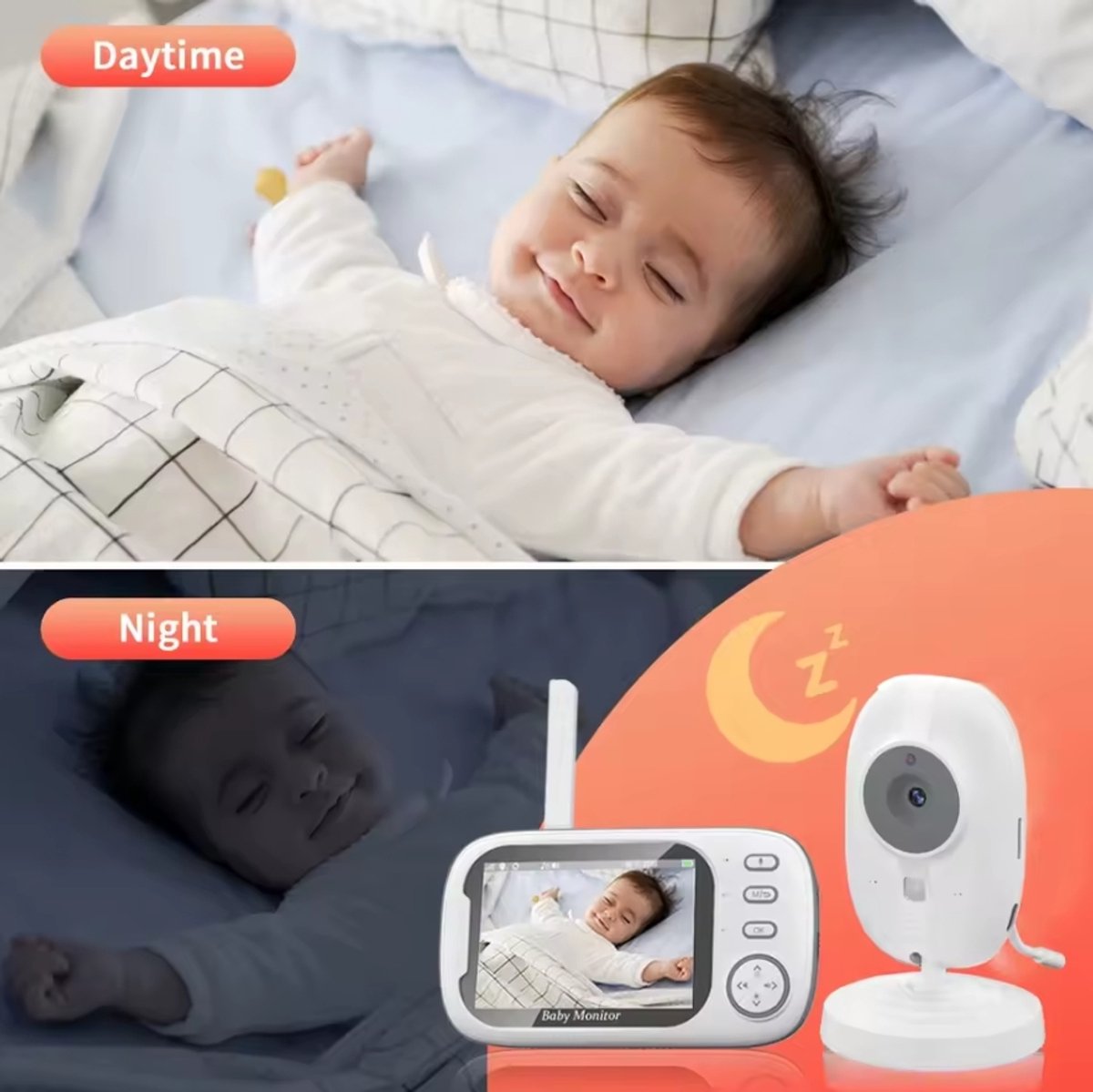 Nieuwe Draadloze Babyfoon met Camera 3,5 Inch Display