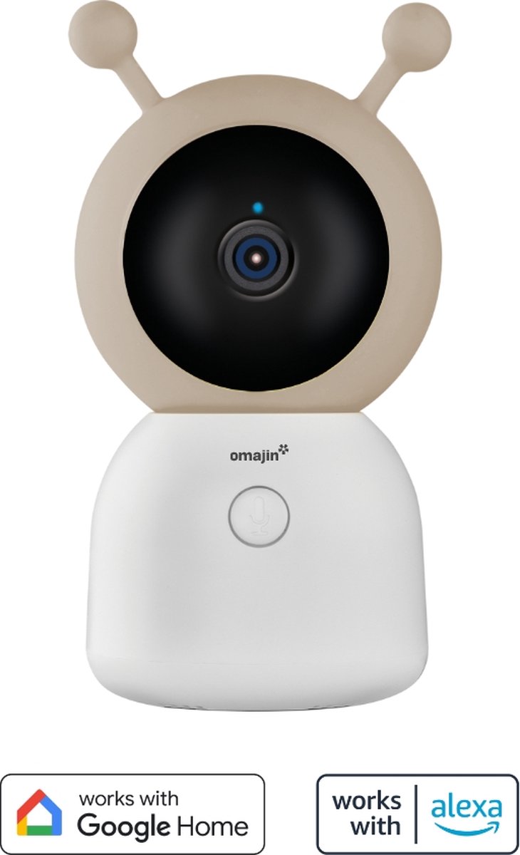 omajin Baby Camera 2K HD Pan & Tilt Wit inclusief 64GB MicroSD